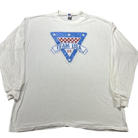 Russell Athletic Other - Vintage Team USA Shirt Mens 2XL White Long Sleeve Russell Athletic Fit XL 88 80s